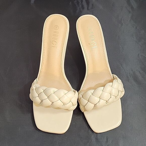 BRAND NEW ROUGE HELUIM SQUARE TOE BRAIDED FAUX LEATHER SLIP-ON QUILTED SANDAL - Picture 4 of 13